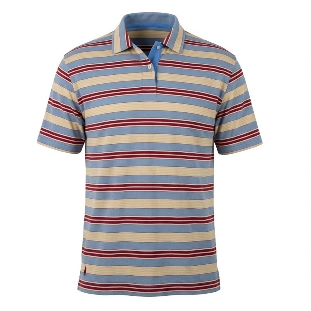 Polo Ralph Lauren Polo‎ Shirt Men XL Blue Striped Short Sleeve Pony Logo Vintage